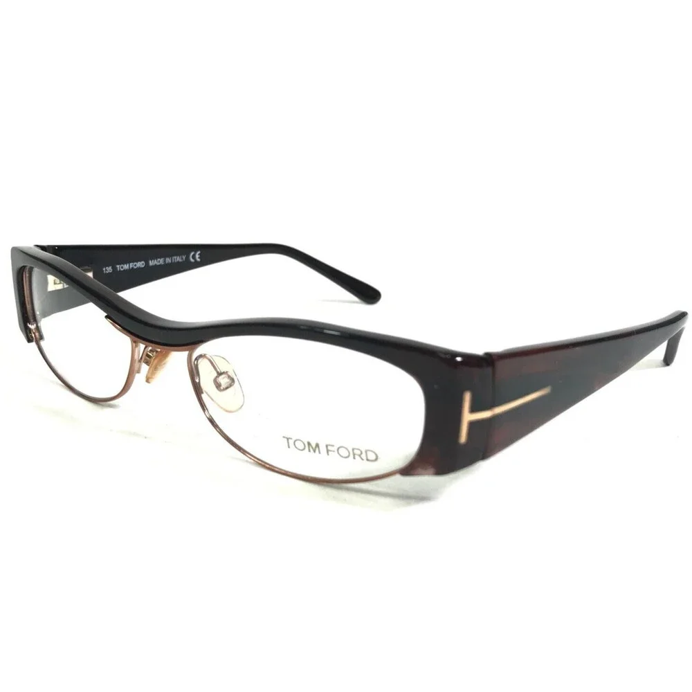Tom Ford Eyeglasses Frames TF5076 U60 Brown Gold Cat Eye Full Rim 51-16-135